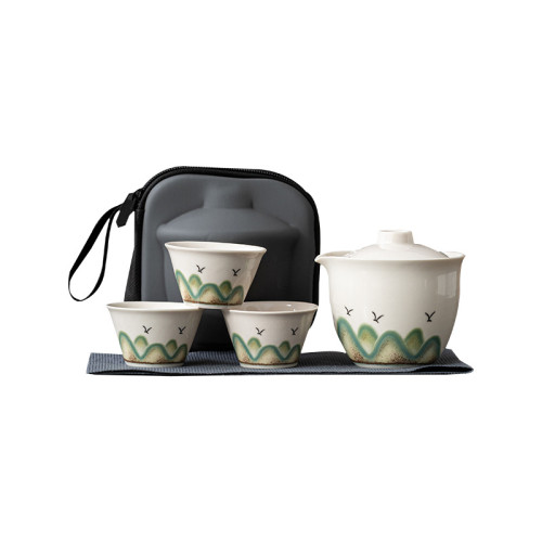 陶瓷快客杯旅行茶具套裝可攜式車用戶外功夫茶具套組禮品 陶瓷快客杯旅行茶具套裝可攜式車用戶外功夫茶具套組禮品