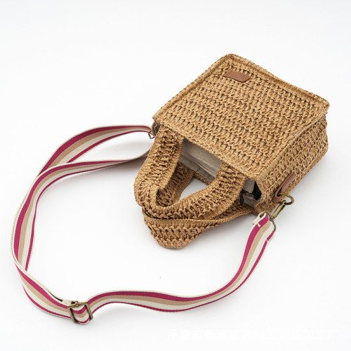 2024新款草編小方包清新手工編織包旅遊休閒沙灘包紙繩草編包 2024新款草編小方包清新手工編織包旅遊休閒沙灘包紙繩草編包