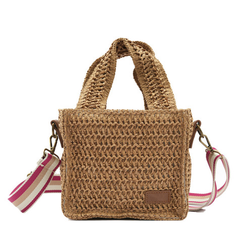 2024新款草編小方包清新手工編織包旅遊休閒沙灘包紙繩草編包 2024新款草編小方包清新手工編織包旅遊休閒沙灘包紙繩草編包