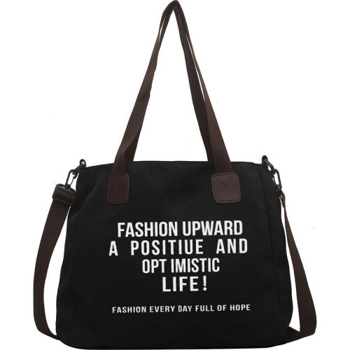 簡約休閒托特包大容量時尚通勤帆布包2024新款字母潮流單肩包 簡約休閒托特包大容量時尚通勤帆布包2024新款字母潮流單肩包