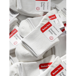 3雙新疆棉純色白色襪子男女短襪中筒襪運動學生襪潮流情侶長筒襪