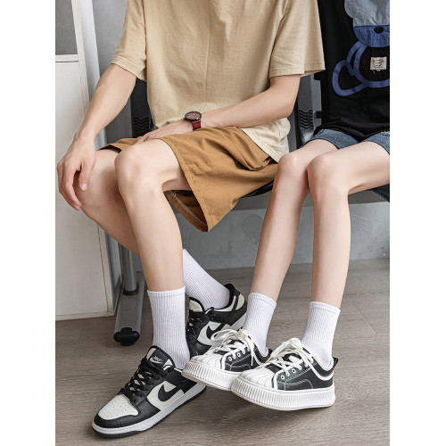 3雙新疆棉純色白色襪子男女短襪中筒襪運動學生襪潮流情侶長筒襪