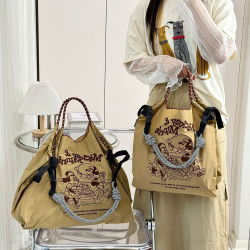 小衆托特包文藝帆布包女時尚包包高級感卡通刺綉手提包單肩包女包