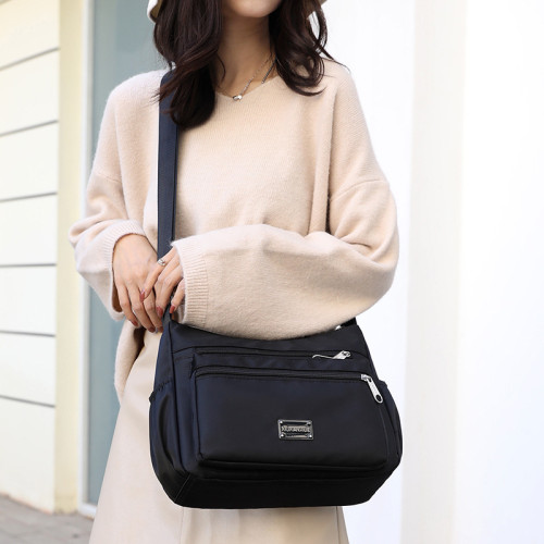 多口袋中老年人女包防水牛津布單肩斜後背包做生意收錢包尼龍帆布包