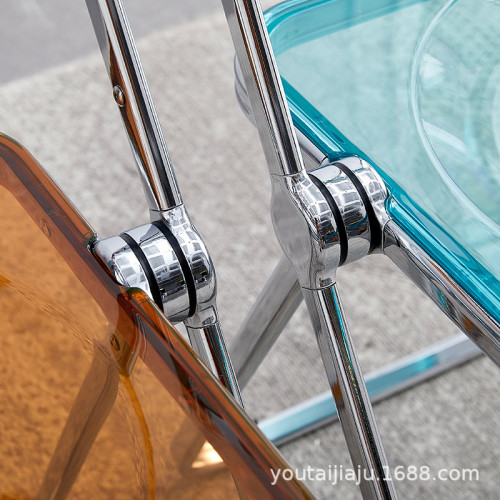 亞克力折曡椅子透明餐椅ins網紅拍照塑膠水晶椅拍照洽談椅子