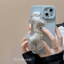ins藍色長頸鹿腕帶適用蘋果16promax手機殼iphone15保護套12/11女