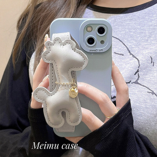 ins藍色長頸鹿腕帶適用蘋果16promax手機殼iphone15保護套12/11女 ins藍色長頸鹿腕帶適用蘋果16promax手機殼iphone15保護套12/11女