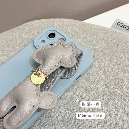 ins藍色長頸鹿腕帶適用蘋果16promax手機殼iphone15保護套12/11女 ins藍色長頸鹿腕帶適用蘋果16promax手機殼iphone15保護套12/11女