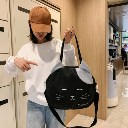 新款帆布包包女2023秋季新品可愛貓咪單肩包大容量托特包