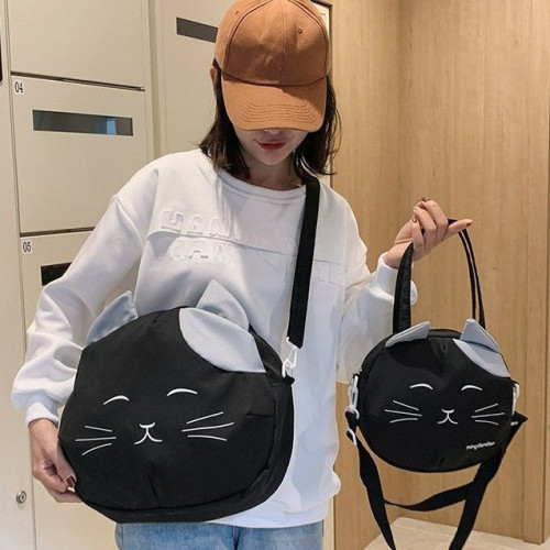 新款帆布包包女2023秋季新品可愛貓咪單肩包大容量托特包