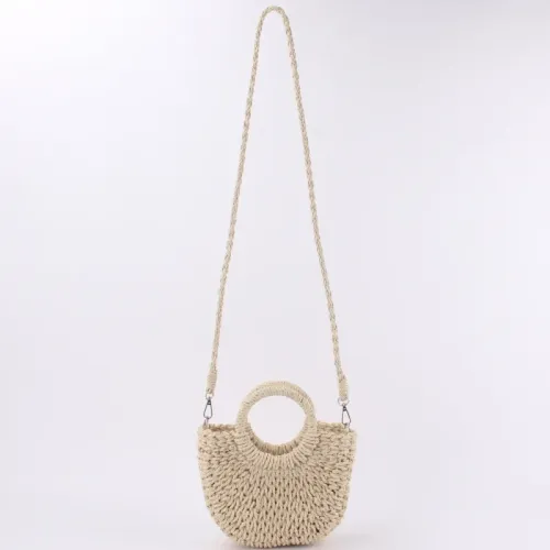 新款紙繩小清新手拎斜背兩用編織包度假沙灘包女包