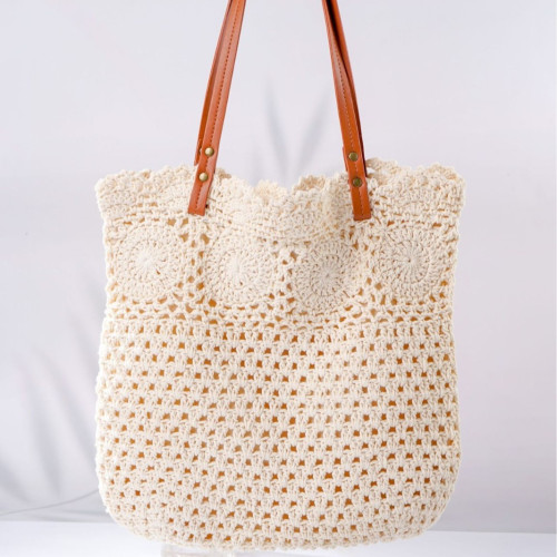 全棉繩編織文藝包包韓系包托特包女包復古勾畫編織包