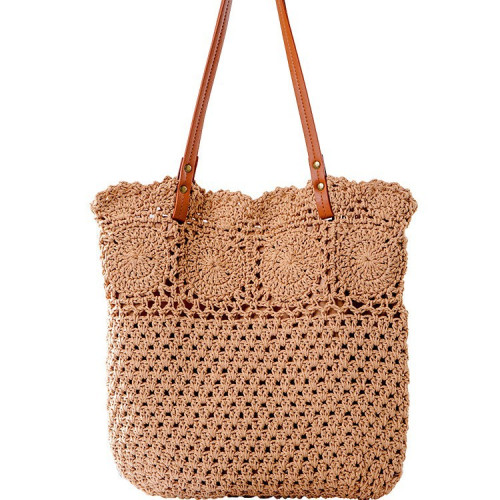 全棉繩編織文藝包包韓系包托特包女包復古勾畫編織包