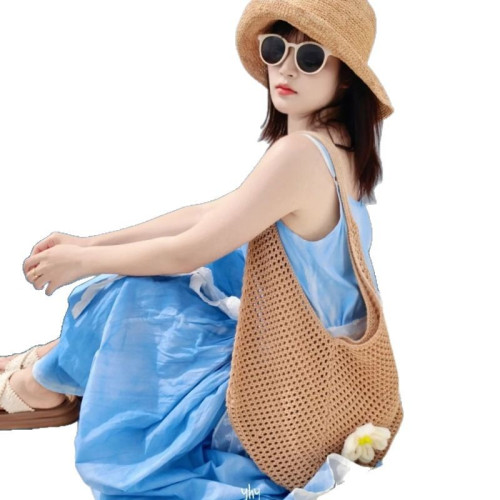 夏天海邊編織包包女式新款單肩包大容量托特包沙灘度假草編包寬松