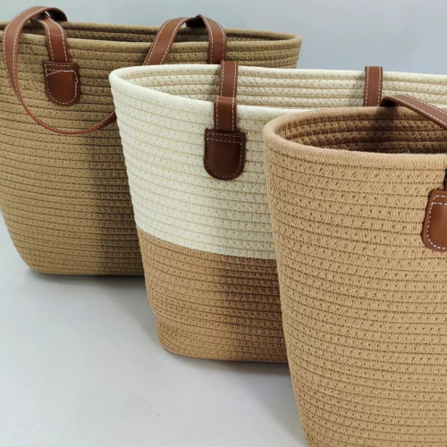 棉繩編織草編包包女大容量韓系新款編織包單肩包高級感通勤托特包 棉繩編織草編包包女大容量韓系新款編織包單肩包高級感通勤托特包