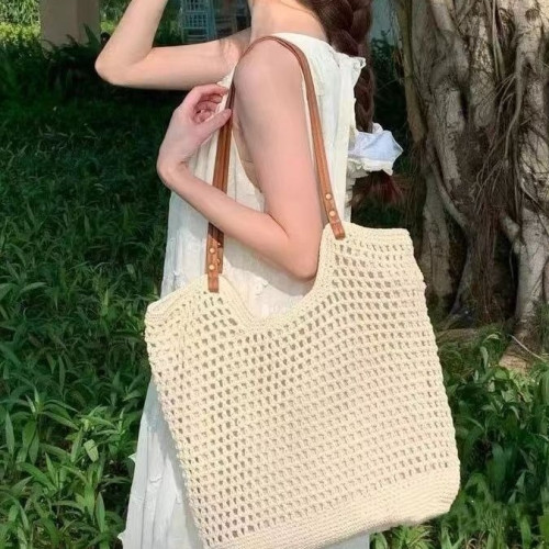 夏季百搭網紅小清新編織包休閒大容量海邊度假包清新甜美單肩包包