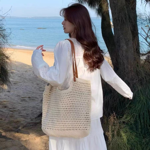夏季百搭網紅小清新編織包休閒大容量海邊度假包清新甜美單肩包包