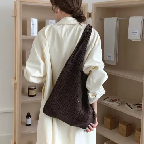 新款chic慵懶風鏤空編織包休閒百搭托特包針織夏日出遊手拎包