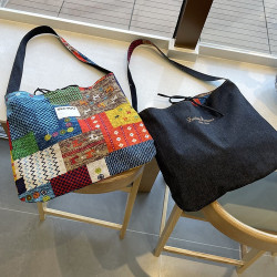 春夏新款復古民族風碎花拼布單肩包波西米亞風情帆布包多用途女包