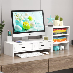 桌上型電腦增高架帶抽屜辦公桌面置物架顯示器螢幕工位底座支架收納