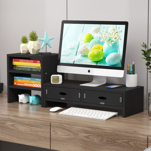 桌上型電腦增高架帶抽屜辦公桌面置物架顯示器螢幕工位底座支架收納 桌上型電腦增高架帶抽屜辦公桌面置物架顯示器螢幕工位底座支架收納
