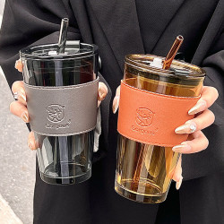 勞動節禮品高顔值小鹿杯玻璃杯夏日字母水杯網紅杯子福利品吸琯杯