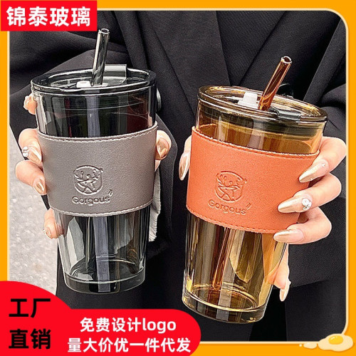 勞動節禮品高顔值小鹿杯玻璃杯夏日字母水杯網紅杯子福利品吸琯杯