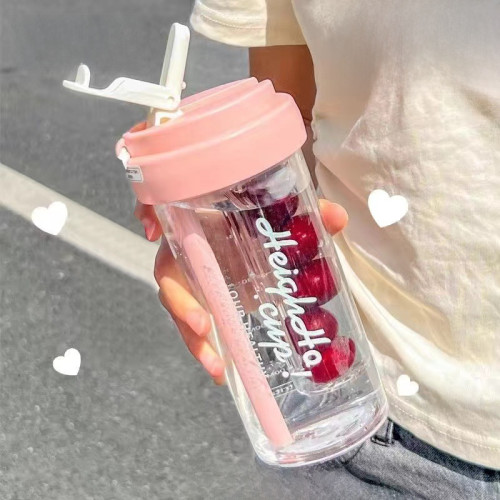 夏季水杯女ins吸琯杯學生高顔值茶水分離泡茶杯子男款上班族顔控