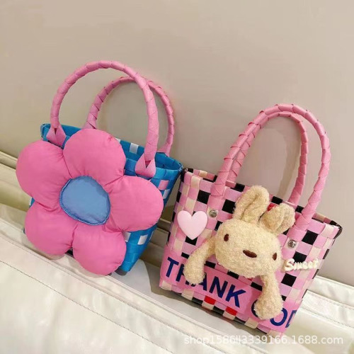 花朵韓版成品手工編織包藍粉伴手禮包生日宴禮品包生日手提包 花朵韓版成品手工編織包藍粉伴手禮包生日宴禮品包生日手提包