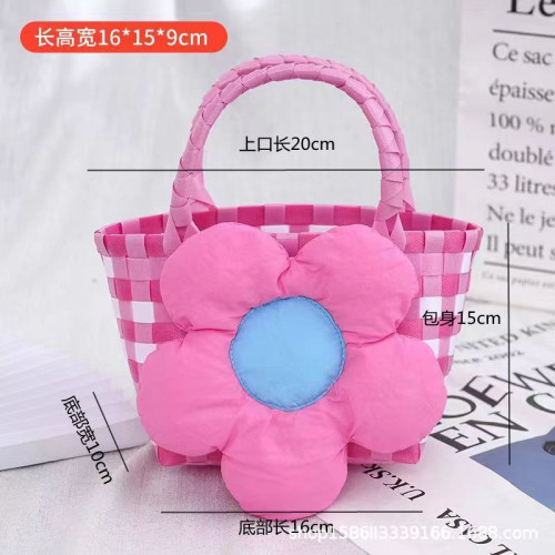 花朵韓版成品手工編織包藍粉伴手禮包生日宴禮品包生日手提包 花朵韓版成品手工編織包藍粉伴手禮包生日宴禮品包生日手提包
