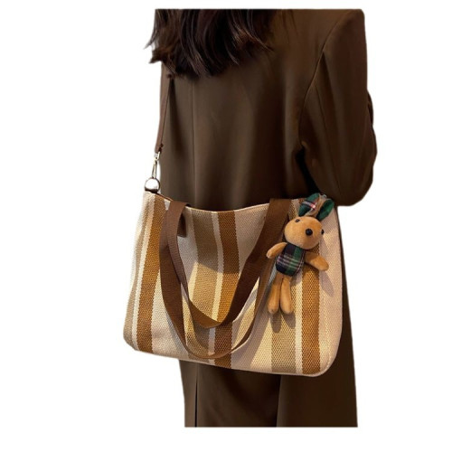 包包女大容量斜背帆布包2023新款潮時尚百搭單肩包上課通勤托特包