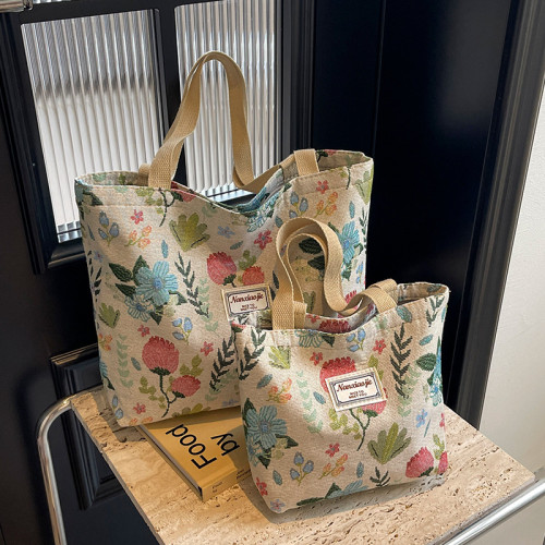 大容量國風帆布包包女2024新款通勤托特包女ins大學生上課單肩包 大容量國風帆布包包女2024新款通勤托特包女ins大學生上課單肩包