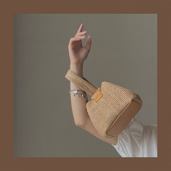 少女可愛手提草編包女2025新款小衆個性夏天鏈條包單肩編織包潮