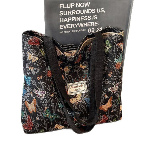 大容量蝴蝶帆布包包2025新款通勤托特包女ins時尚外出單肩媽咪包 大容量蝴蝶帆布包包2025新款通勤托特包女ins時尚外出單肩媽咪包