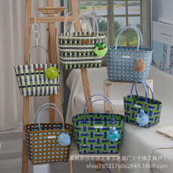 托特包新款包包塑編手提包大容量手提籃菜籃子包手工編織包高級