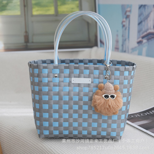 托特包新款包包塑編手提包大容量手提籃菜籃子包手工編織包高級 托特包新款包包塑編手提包大容量手提籃菜籃子包手工編織包高級