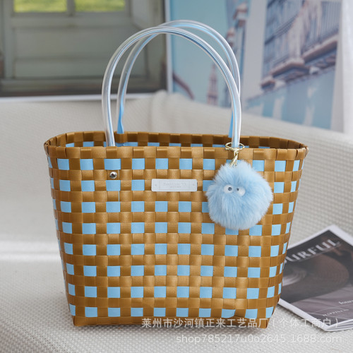 托特包新款包包塑編手提包大容量手提籃菜籃子包手工編織包高級 托特包新款包包塑編手提包大容量手提籃菜籃子包手工編織包高級