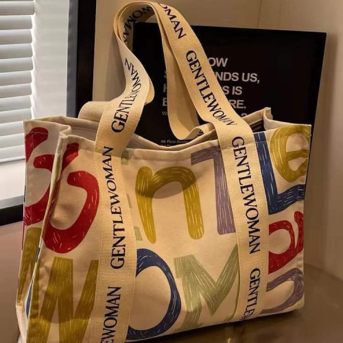 大容量帆布包女秋冬外出短途旅行包休閒上班通勤托特包手提購物袋