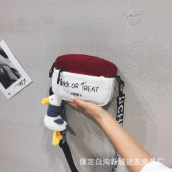 ins超火百搭小包包女包2024新款時尚帆布包夏天小清新少女斜後背包