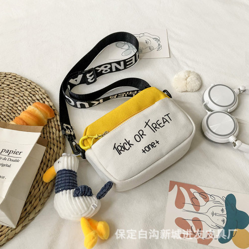 ins超火百搭小包包女包2024新款時尚帆布包夏天小清新少女斜後背包