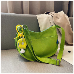 帆布包女新款 大容量簡約百搭大學生上課通勤單肩斜後背包ins餃子包