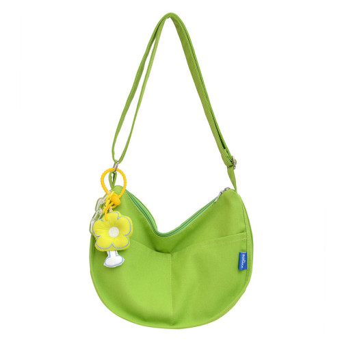 帆布包女新款 大容量簡約百搭大學生上課通勤單肩斜後背包ins餃子包