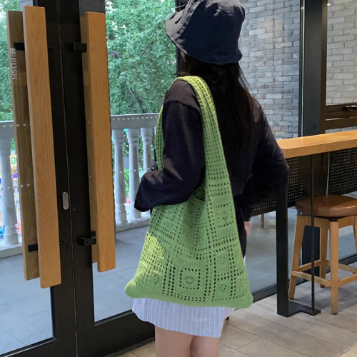 大容量針織包包休閒2024手提新款編織包手提包通勤單肩容量空包提