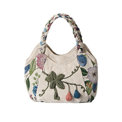 民族風手工編織帆布包多隔層手提包休閒風多夾層手拎袋拉鍊女布包 民族風手工編織帆布包多隔層手提包休閒風多夾層手拎袋拉鍊女布包