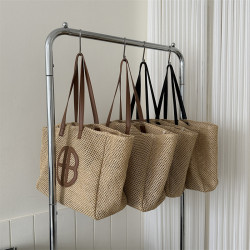 2023新款小清新款編織包撞色草編時尚ins風潮流女包單肩包手提包