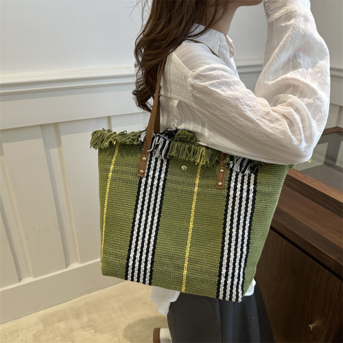 針織流蘇編織包包女2024新款小衆設計時尚托特包個性大容量單肩包