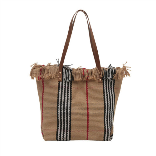 針織流蘇編織包包女2024新款小衆設計時尚托特包個性大容量單肩包