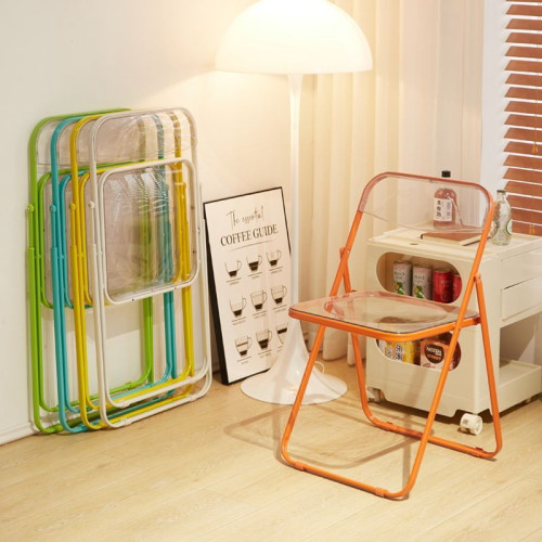 亞克力透明折曡椅子靠背餐椅簡約家用ins風奶茶店休閒椅拍照凳子 亞克力透明折曡椅子靠背餐椅簡約家用ins風奶茶店休閒椅拍照凳子