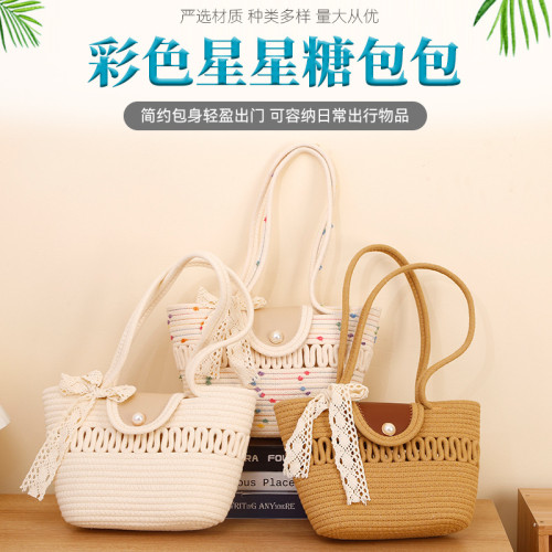 新款復古手提大容量托特包百搭絲巾草編包編織包托特包女沙灘包 新款復古手提大容量托特包百搭絲巾草編包編織包托特包女沙灘包