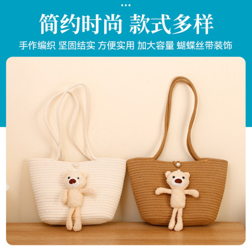 新款復古手提大容量托特包百搭絲巾草編包編織包托特包女沙灘包 新款復古手提大容量托特包百搭絲巾草編包編織包托特包女沙灘包